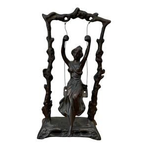 Vintage Cast Iron Swinging Lady Figurine after Auguste Moreau